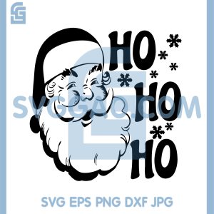 Vintage Santa Ho Ho Ho SVG, Retro Christmas Santa Claus Line Art Design SVG