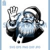 Santa Waving Retro Illustration SVG, Vintage Christmas Santa Line Art SVG