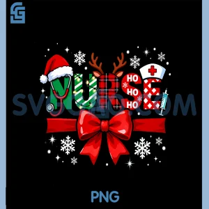 Christmas Nurse Santa Lights PNG, Cute Reindeer Medical Holiday Bow PNG