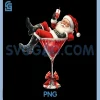 Santa Claus Xmas Drinking PNG, Coquette Bow PNG, Christmas Martini PNG