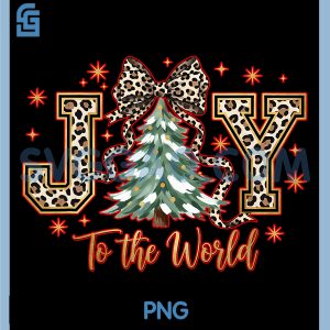 Coquette Bow Leopard PNG, Christmas Joy to The World Xmas Tree PNG