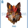 Wolf Autumn Leaves Artistic PNG, Animal Art Leaf Fall Aesthetic PNG