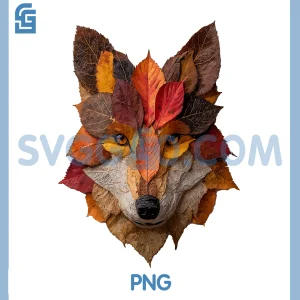 Wolf Autumn Leaves Artistic PNG, Animal Art Leaf Fall Aesthetic PNG