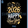 2026 Happy New Year Gold Fireworks PNG, New Year Balloons Hat Mustache PNG