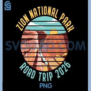Zion National Park Road Trip 2026 PNG, Retro Angels Landing PNG