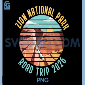 Zion National Park Road Trip 2026 PNG, Retro Angels Landing PNG