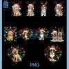 Cute Christmas Dogs In Santa Hats PNG Bundle, Festive Snowflake Hearts PNG Bundle