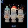 Cute Christmas Manatee PNG, Holiday Trio Manatee Santa Hat PNG