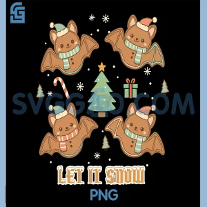Let It Snow PNG, Cute Gingerbread Bats PNG