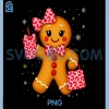 Cute Gingerbread PNG, Leopard Bow Christmas PNG