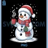 Cute Snowman With Santa Hat And Hot Cocoa PNG, Winter Christmas PNG