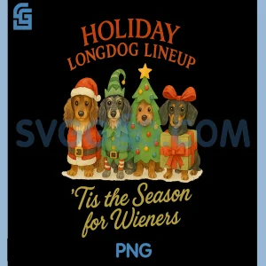 Dog Long Haired PNG, Dachshund Christmas Lineup PNG