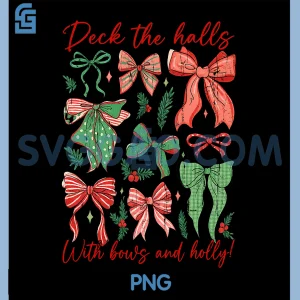 Deck The Halls With Bows And Holly PNG, Christmas Coquette PNG