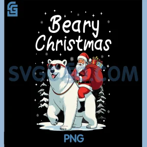 Beary Christmas And Santa PNG, Polar Bear Santa For Holiday Xmas PNG