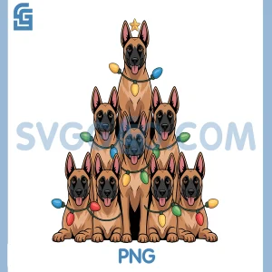 Funny Belgian Malinois PNG, Christmas Tree Dog Lovers PNG