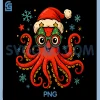 Octopus Santa Hat PNG, Christmas Ocean Animal PNG