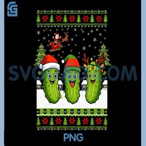 Santa Pickle Trio Xmas PNG, Ugly Pickle Christmas Cute PNG