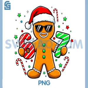 Christmas Gingerbread Hand PNG, Funny Six Seven 67 Meme PNG