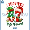 I Survived 67 Days of School PNG, Christmas Candy Cane PNG