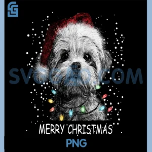 Maltese Dog Christmas PNG, Lights Xmas Pet PNG
