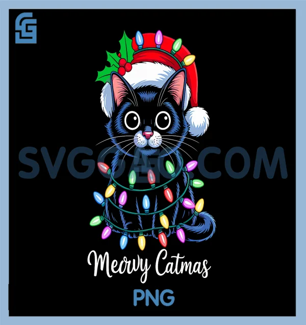 Meowy Catmas Santa PNG, Christmas Cat Kitten Funny PNG – SVGGAO