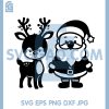 Santa And Little Reindeer SVG, Cute Christmas Friends SVG