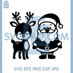 Santa And Little Reindeer SVG, Cute Christmas Friends SVG