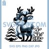 Cute Forest Reindeer SVG, Christmas Deer Standing In Woods SVG
