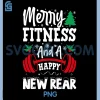 Merry Fitness Happy New Rear PNG, Workout Christmas PNG