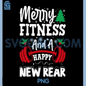 Merry Fitness Happy New Rear PNG, Workout Christmas PNG