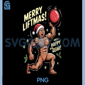 Merry Fitness Happy New Rear Funny PNG, Workout Christmas PNG