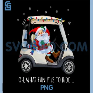 Oh What Fun is It to Ride PNG, Santa Driving Golf Cart Christmas PNG