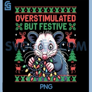 Overstimulated But Festive PNG, Opossum Ugly Christmas PNG