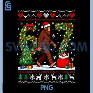 Santa Bigfoot Christmas Tree PNG, Funny Sasquatch 67 Trending PNG