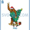 Santa Bigfoot Rock PNG, Christmas Tree PNG, Funny Sasquatch Xmas PNG