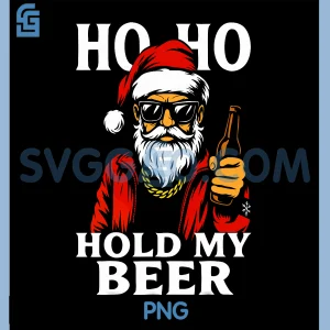 Santa Hold My Beer PNG, Christmas Humor Design PNG