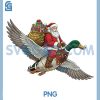 Santa Riding A Flying Mallard Duck PNG, Christmas Hunting PNG