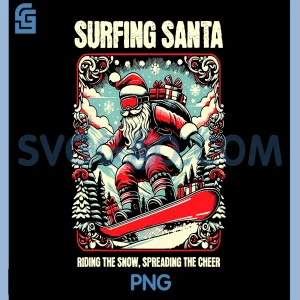 Surfing Santa Riding The Snow PNG, Spreading Christmas Design PNG