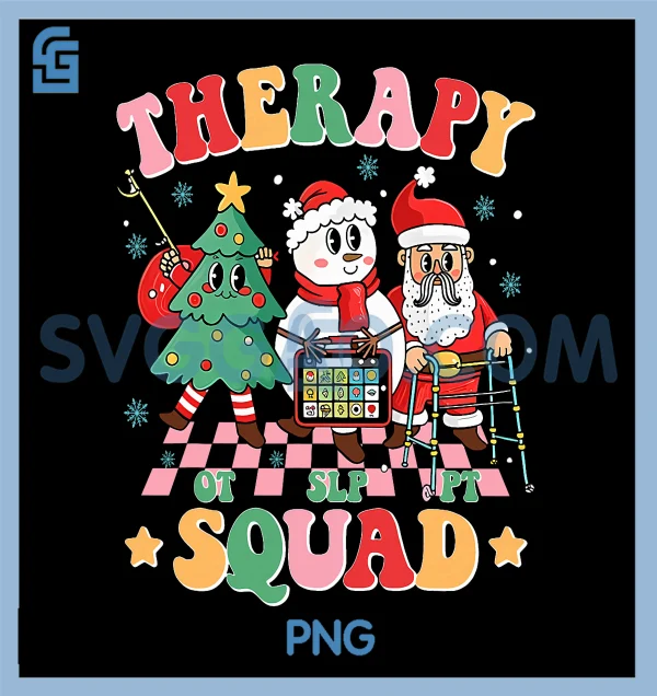 Therapy SLP OT PT Squad PNG, Christmas Funny Teacher Crew PNG