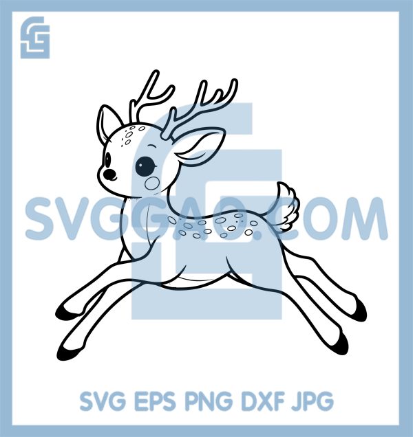 Cute Reindeer Leaping SVG, Adorable Christmas Deer Art SVG – SVGGAO