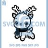 Cute Baby Reindeer Line Art SVG, Kawaii Deer Outline Drawing SVG