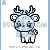 Kawaii Baby Reindeer Clipart SVG, Cute Deer Outline Art SVG