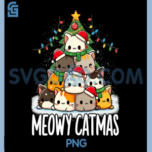 Meowy Catmas PNG, Tree Xmas Cat PNG