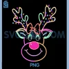 Christmas Reindeer Face PNG, Coquette Bow Xmas Lights PNG