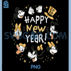 Disney Mickey & Friends PNG, Happy New Year 2026 Party PNG