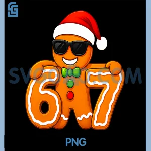 6 7 Gingerbread Six Seven PNG, Funny 67 Christmas PNG