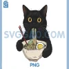 Cat Eating Noodles PNG, Cute Cat PNG
