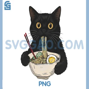 Cat Eating Noodles PNG, Cute Cat PNG
