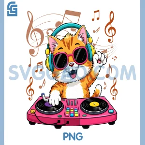 DJ Cat Disco Sound PNG, Tech Headphone Music PNG