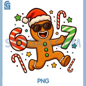Gingerbread Six Seven 67 PNG, Candy Cane Christmas PNG